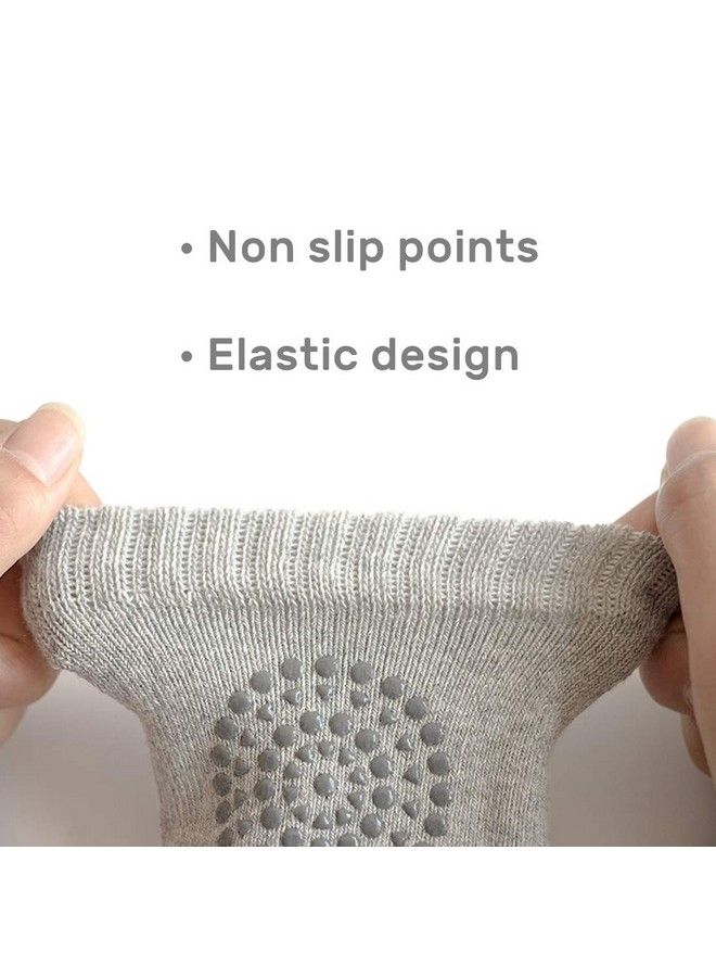 Kalevel Baby Knee Pads For Crawling Boys Girl Kalevel Baby Knee Protector Pad Anti Slip Crawling Knee Sleeve Cotton Knee Elbow Pads For Babies 0 3 Years (2 Pairs Green + Light Grey) - Image 3