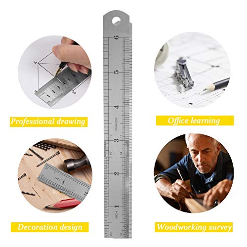 Miular 6 Inch Stainless Steel Ruler 2 Pack. - Image 3