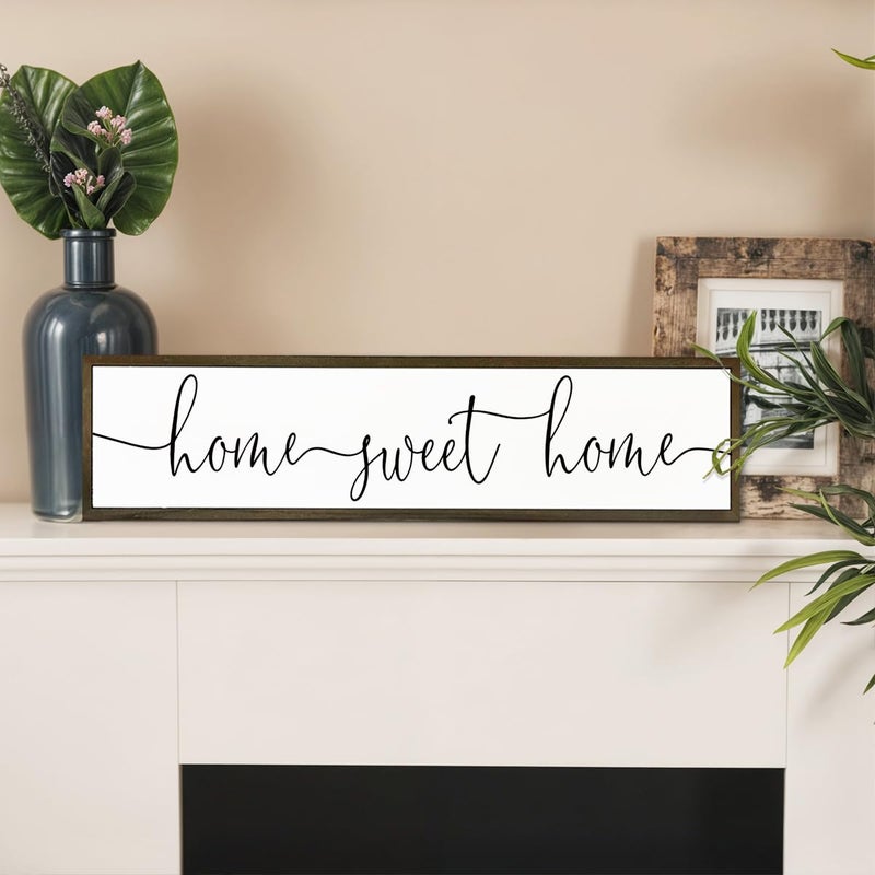 WKYAER Home Sweet Home Signs, Rustic Wood Wall Plaque, Decorative Wooden Box Sign, Farmhouse Homes Decor for Living Room, Wall Decor Art, New Home Decoration, Housewarming Gift 17.8x4x1.2 inches - Image 5