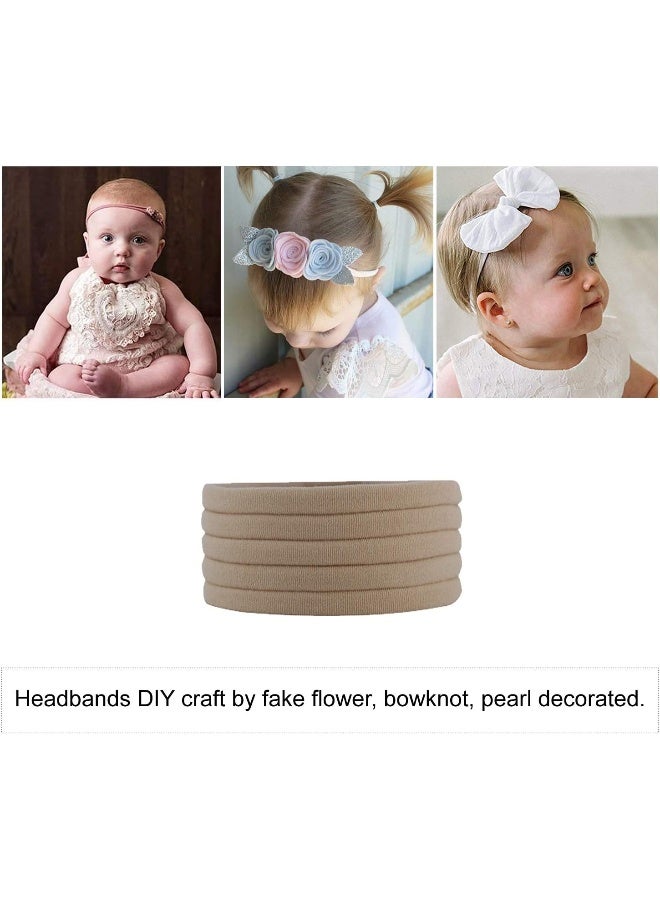Lawie Lawie 100 Pack Bulk Super Soft Stretchy Elastic Nylon Headbands, Brown, Size Medium  - Image 3