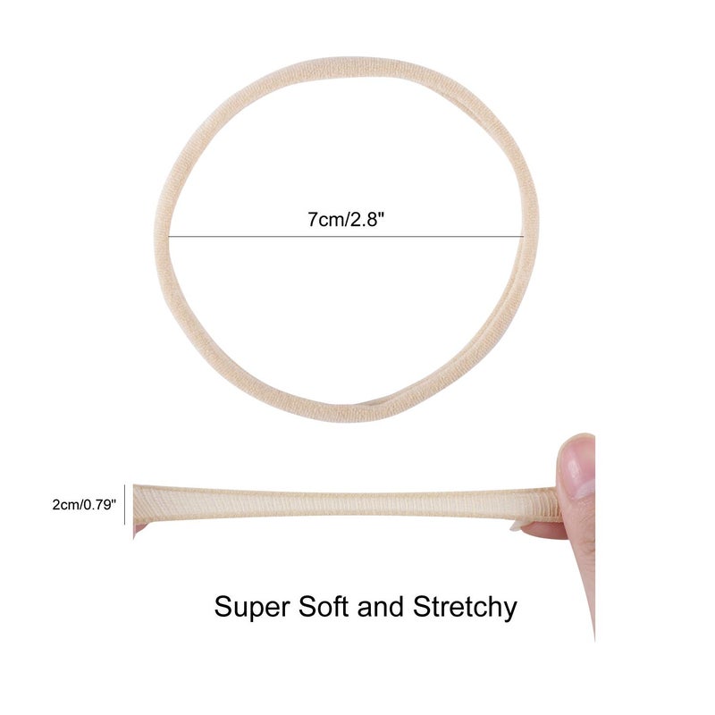 Lawie 100 Pack Bulk Super Soft Stretchy Elastic Nylon Headbands Bow Nude Hairband Slim Turban Headwrap Hair Ties Ponytail Holder for Newborn Infant Toddler Baby Girls - Image 2