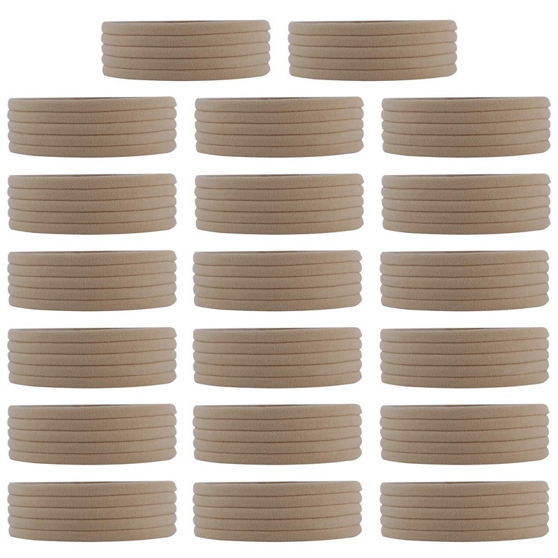 Lawie 100 Pack Bulk Super Soft Stretchy Elastic Nylon Headbands Bow Nude Hairband Slim Turban Headwrap Hair Ties Ponytail Holder for Newborn Infant Toddler Baby Girls - Image 1