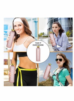 Y&D Water Bottle with Time Marker, 32oz 1 Liter, BPA Free Frosted Plastic, Portable Reusable Fitness Sport  - Image 4