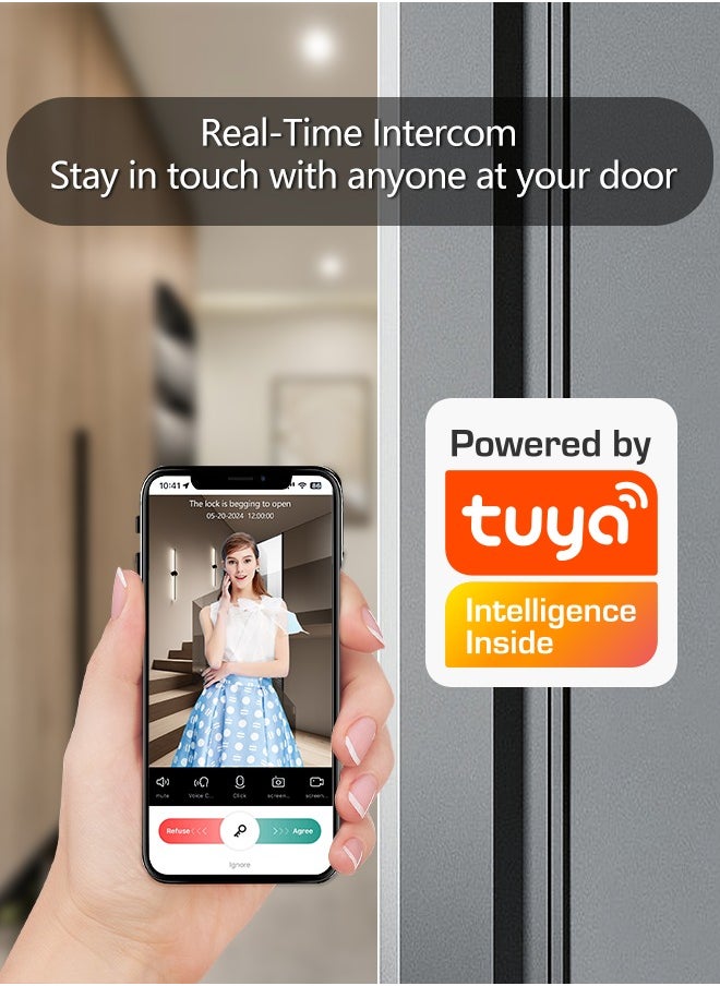 ATuMan - Smart Door with Camera,Smart Door Lock,Palm Vein unlock 3D Facial Recognition,Real-Time Monitor,Two-Way Intercom,CNC Material,Tuya WiFi APP Control,Emergency USB Power - Image 1
