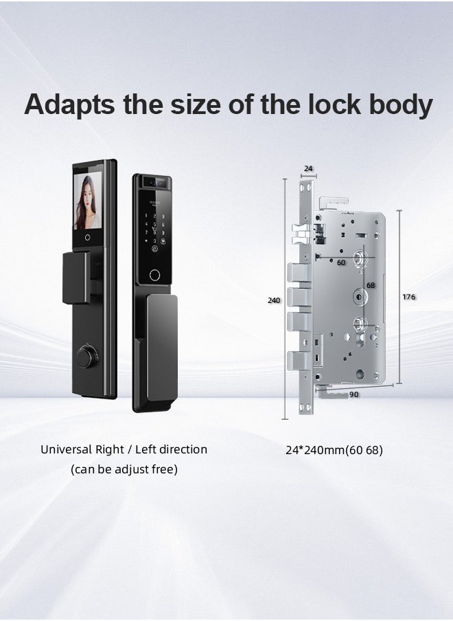 ATuMan - Smart Door with Camera,Smart Door Lock,Palm Vein unlock 3D Facial Recognition,Real-Time Monitor,Two-Way Intercom,CNC Material,Tuya WiFi APP Control,Emergency USB Power - Image 1