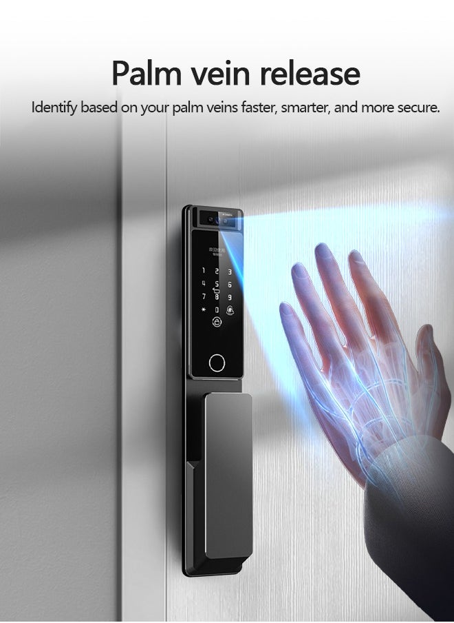 ATuMan - Smart Door with Camera,Smart Door Lock,Palm Vein unlock 3D Facial Recognition,Real-Time Monitor,Two-Way Intercom,CNC Material,Tuya WiFi APP Control,Emergency USB Power - Image 1