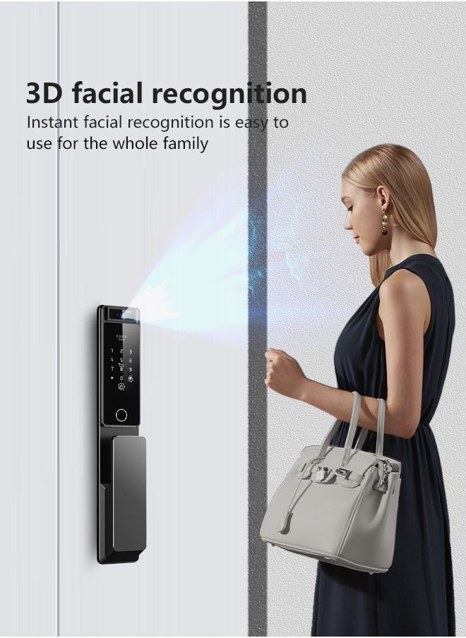 ATuMan - Smart Door with Camera,Smart Door Lock,Palm Vein unlock 3D Facial Recognition,Real-Time Monitor,Two-Way Intercom,CNC Material,Tuya WiFi APP Control,Emergency USB Power - Image 1