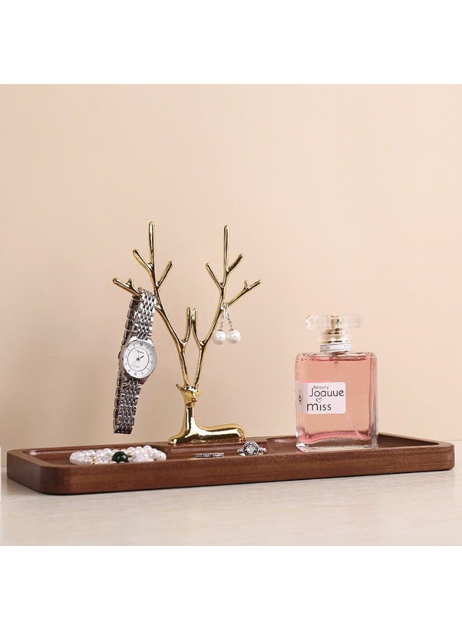 Modern Wooden Desktop Storage Tray with Deer Jewelry Holder & Key Organizer - Image 4