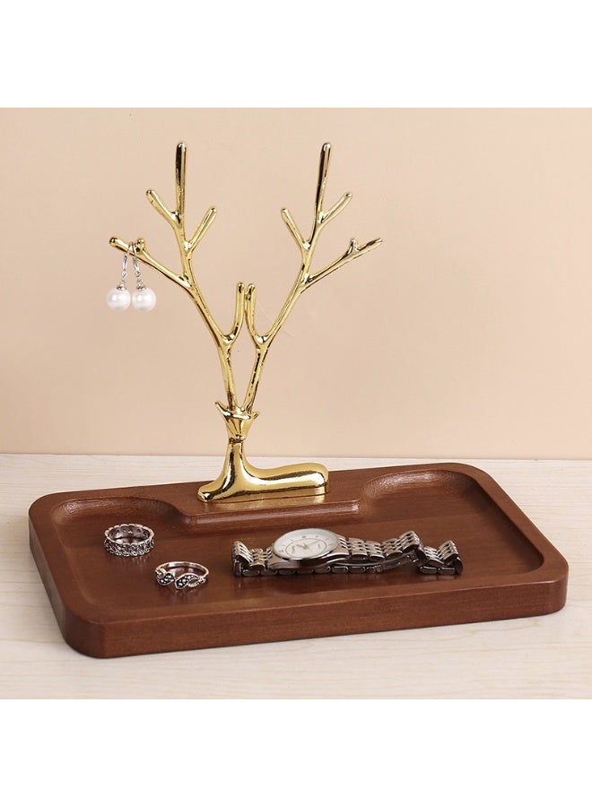 Modern Wooden Desktop Storage Tray with Deer Jewelry Holder & Key Organizer - Image 5
