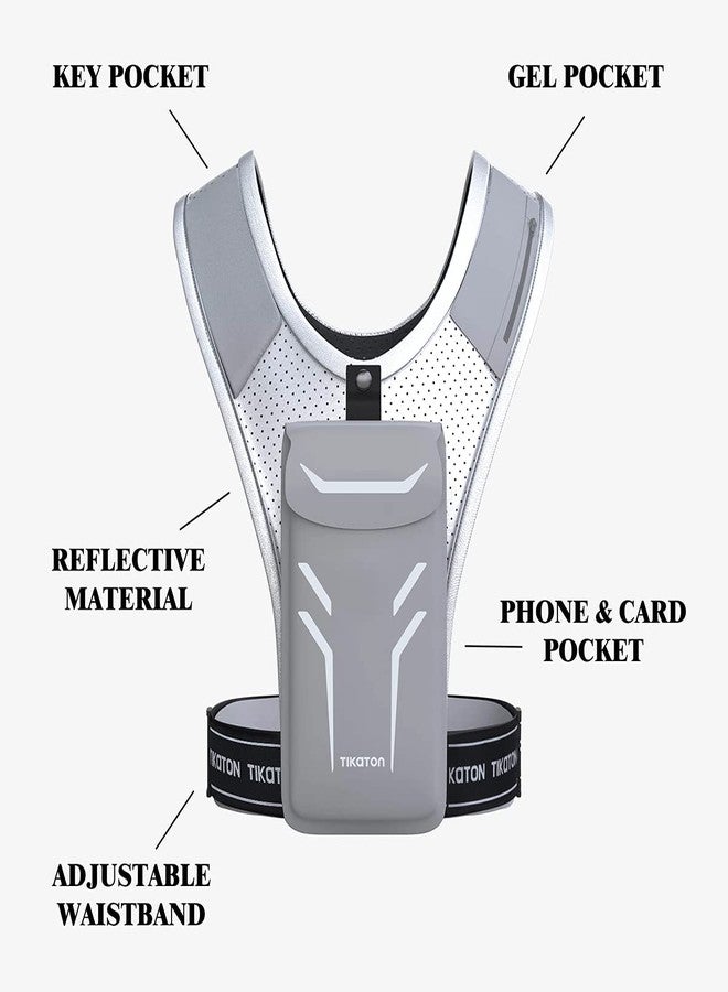 Tikaton Running Vest with Adjustable Waistband & Smart Materials - USA Original Patent, USA Designed, USA Shipped, USA Warranty (Gray) - Image 4