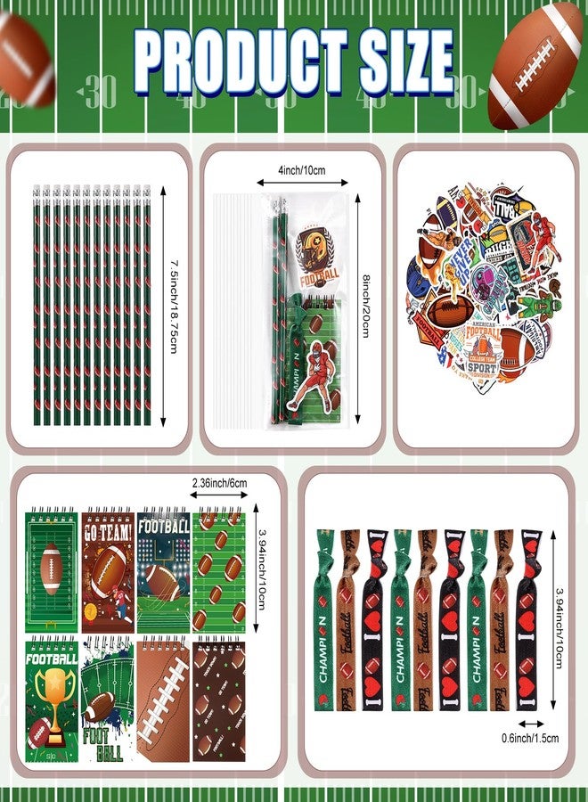 Maxdot 212 Pieces Football Party Favors Set, 24 Pencil 24 Bracelets 24 Mini Notepads 100 Stickers 40 Opp Bags for Football Party Supplies Sports Gifts School Classroom Games Rewards Supplies - Image 3