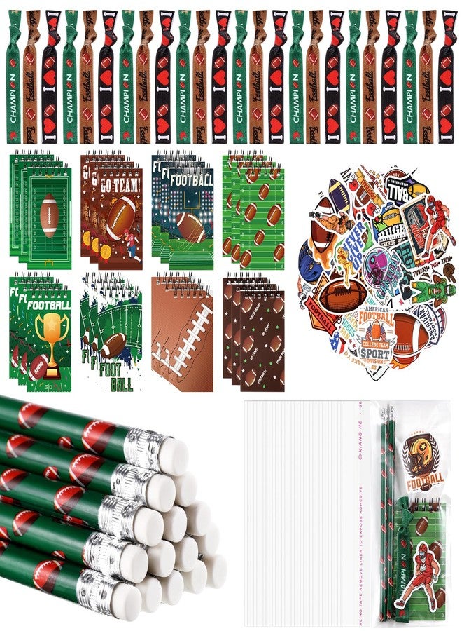 Maxdot 212 Pieces Football Party Favors Set, 24 Pencil 24 Bracelets 24 Mini Notepads 100 Stickers 40 Opp Bags for Football Party Supplies Sports Gifts School Classroom Games Rewards Supplies - Image 1