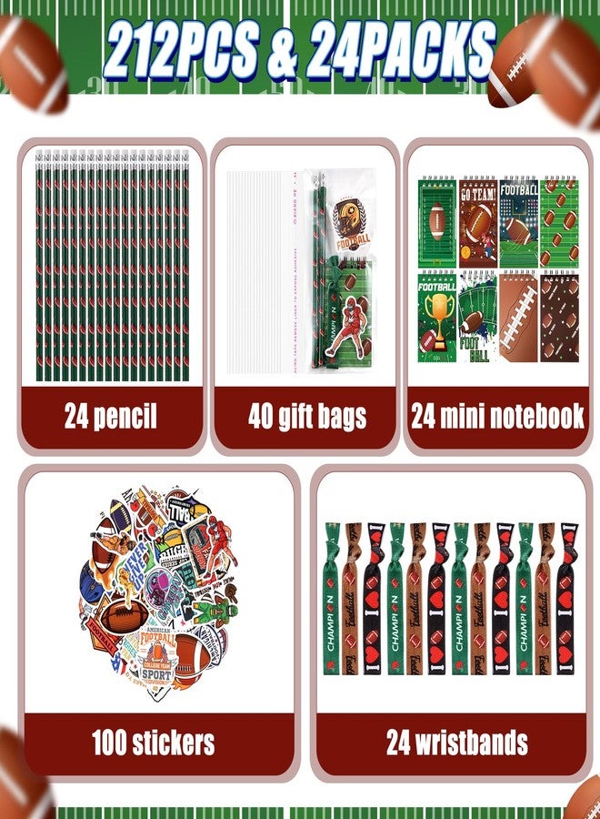 Maxdot 212 Pieces Football Party Favors Set, 24 Pencil 24 Bracelets 24 Mini Notepads 100 Stickers 40 Opp Bags for Football Party Supplies Sports Gifts School Classroom Games Rewards Supplies - Image 2