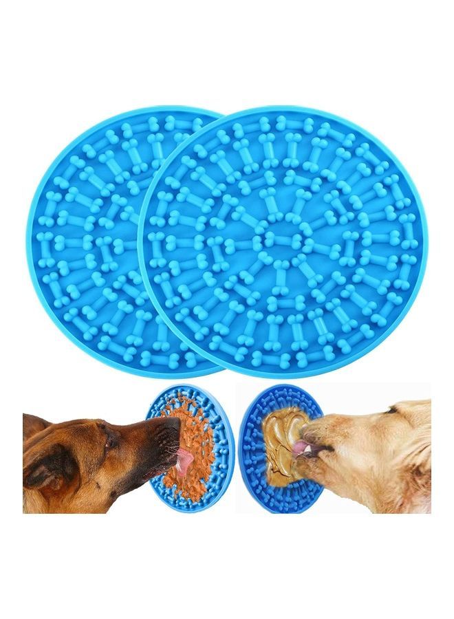 NIBEMINENT Silicone Slow Feeder Dog Treat Dispensing Mat Blue 5.90 x 5.90inch - Image 1