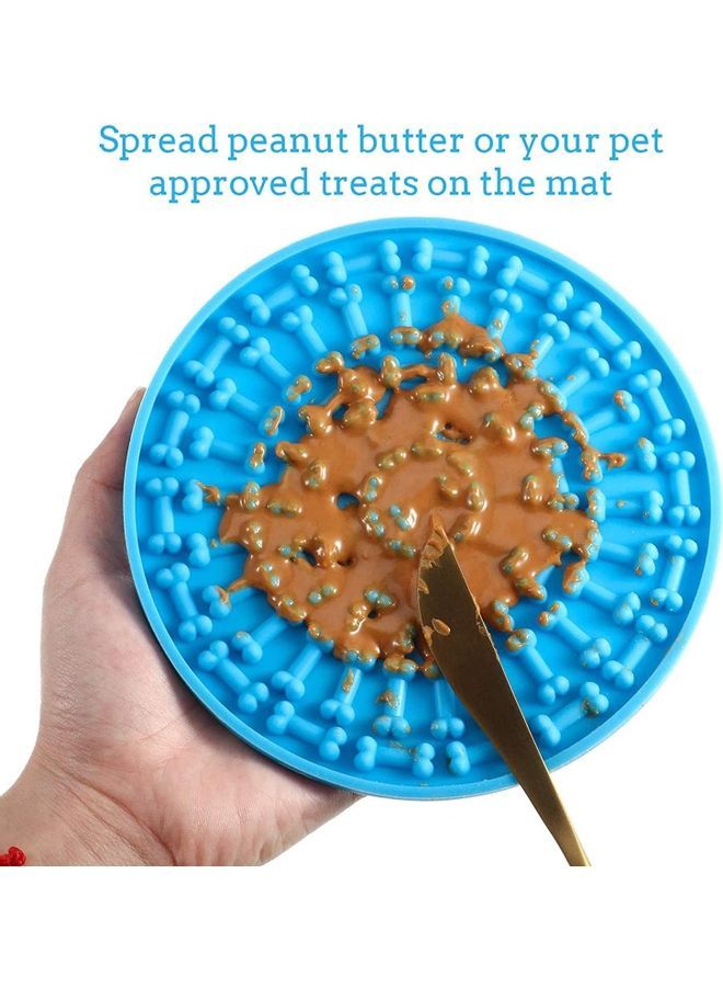 NIBEMINENT Silicone Slow Feeder Dog Treat Dispensing Mat Blue 5.90 x 5.90inch - Image 4