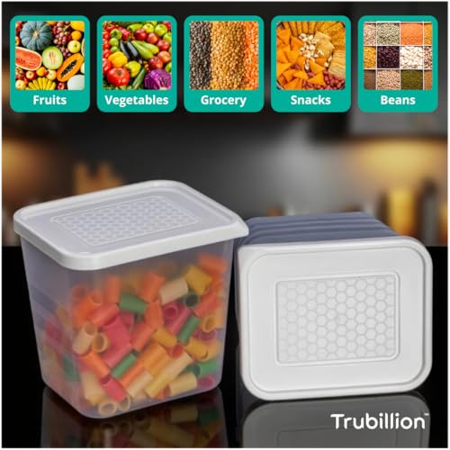 TRUBILLION TruFresh Set of 6 Fridge Storage Boxes with Lid for Side Door Freezer Organizer Stackable BPA Free Transparent Containers for Fruits Vegetables Snacks Pantry Made in India - Image 3
