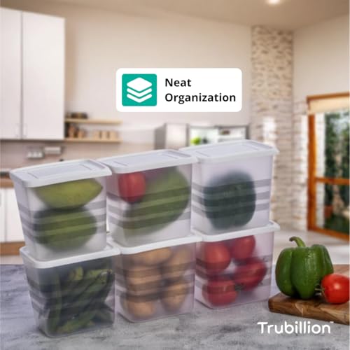 TRUBILLION TruFresh Set of 6 Fridge Storage Boxes with Lid for Side Door Freezer Organizer Stackable BPA Free Transparent Containers for Fruits Vegetables Snacks Pantry Made in India - Image 2