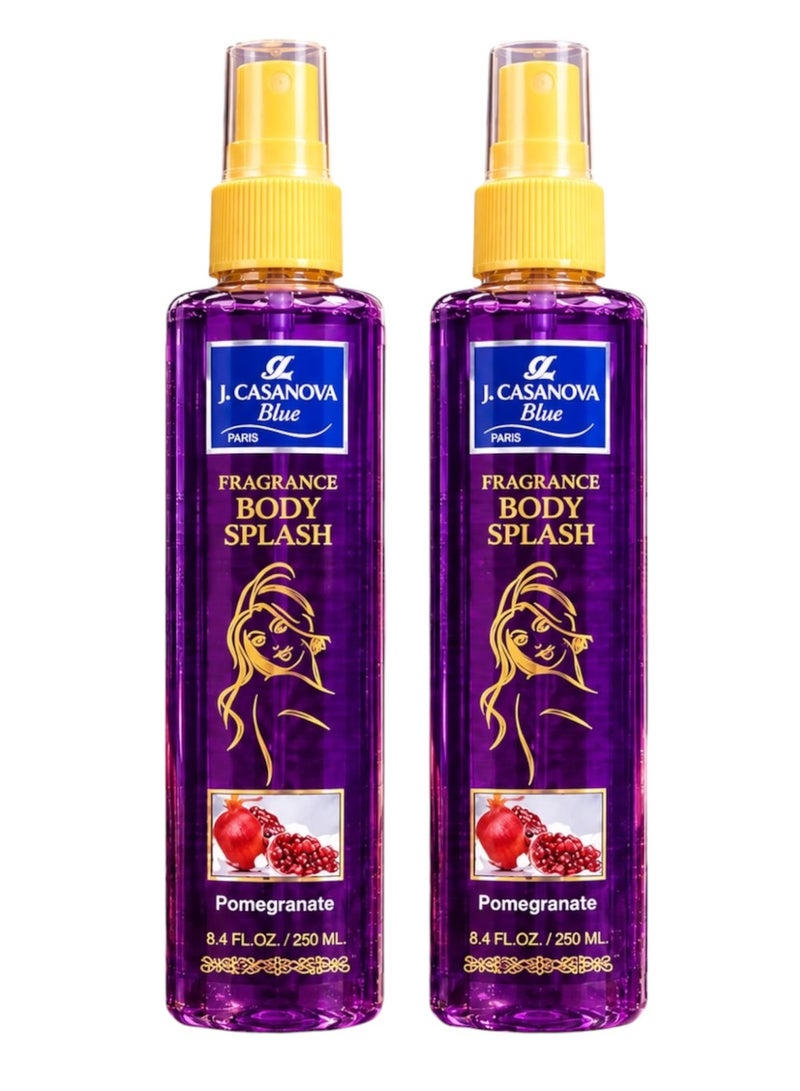 Casanova J. Casanova Blue Pomegranate Fragrance Body Splash Set (2 Pieces - 250 ml Each) - Image 2