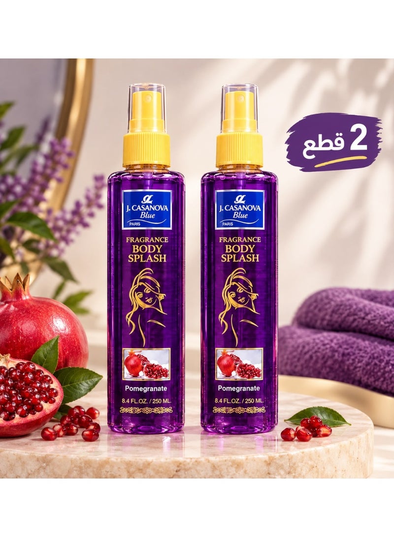 Casanova J. Casanova Blue Pomegranate Fragrance Body Splash Set (2 Pieces - 250 ml Each) - Image 1
