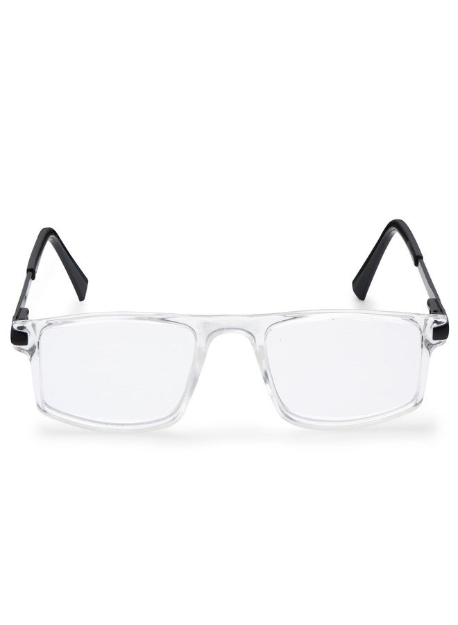 AEC Professor6 Reading Glasses | UV Protection Resin Lenses | Fibre Frame with Metal Temples & Spring Hinges | With Sleeve & Cleaning Cloth (Transparent/Black, +1.75) - Image 4