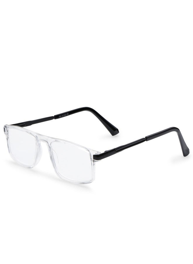 AEC Professor6 Reading Glasses | UV Protection Resin Lenses | Fibre Frame with Metal Temples & Spring Hinges | With Sleeve & Cleaning Cloth (Transparent/Black, +1.75) - Image 1