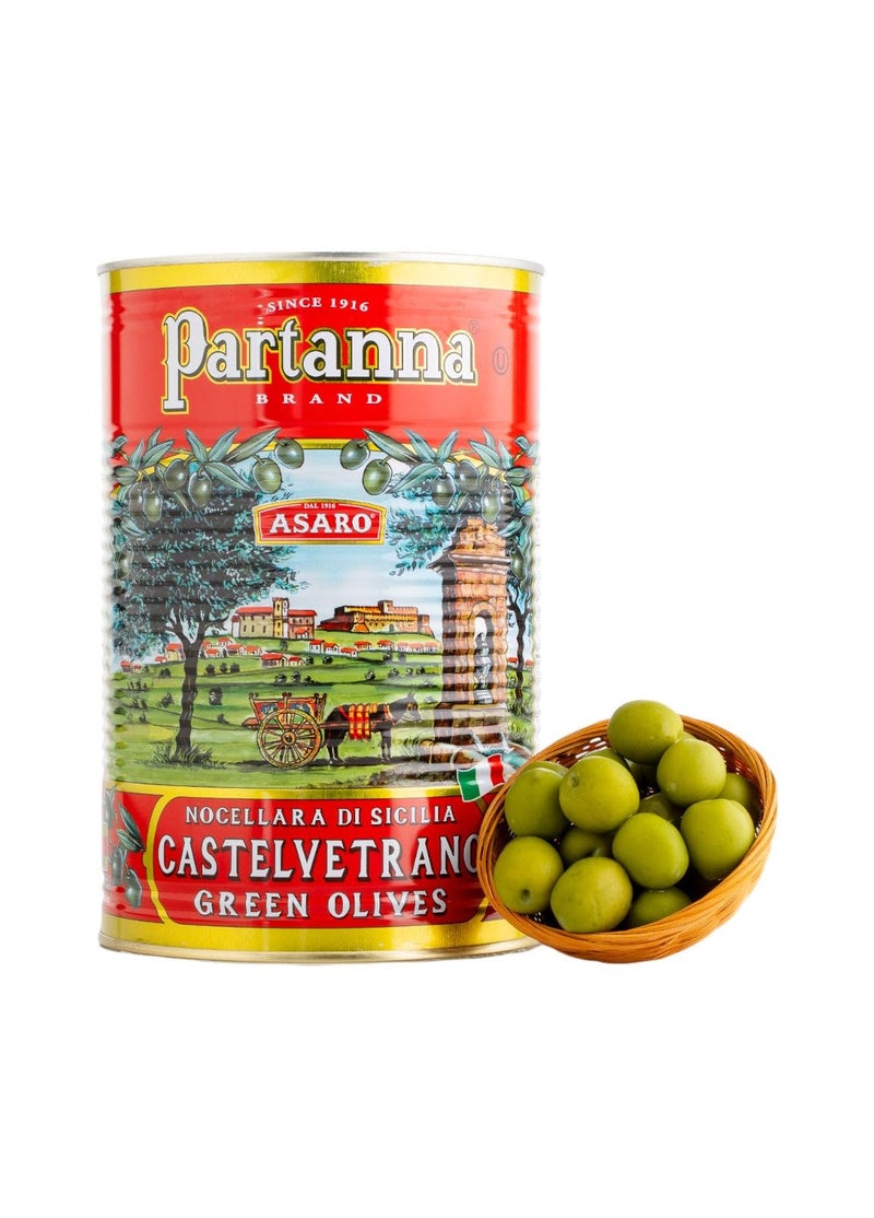 Partanna Whole Castelvetrano Olives - Authentic Sicilian - Product Of Italy - Premium Handpicked Imported Italian Green Olives Great For Every Occasion - 88 oz (5.5 LBS) Can - Image 1