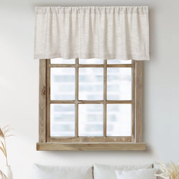KITCHEN VALANCES FOR WINDOWS MODERN FARMHOUSE COTTON LINEN VALANCE CURTAINS TOPPER COUNTRY RUSTIC BATHROOM SMALL WINDOW TREATMENT BOHEMIAN DECOR 54X18 INCH NATURAL