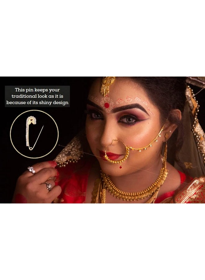 VAMA Fashions Golden Safety Saree Dress Kurtis Pins Pallu Dupatta Chunari Scarf Sari Pleats Clip Pin for Women - Image 5