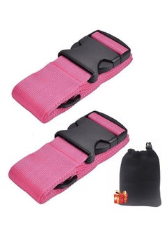 BenQuand 2 Pcs Suitcase Straps/Bright Color Adjustable Luggage Belts/Rose Red Luggage Straps for Suitcases…  - Image 1