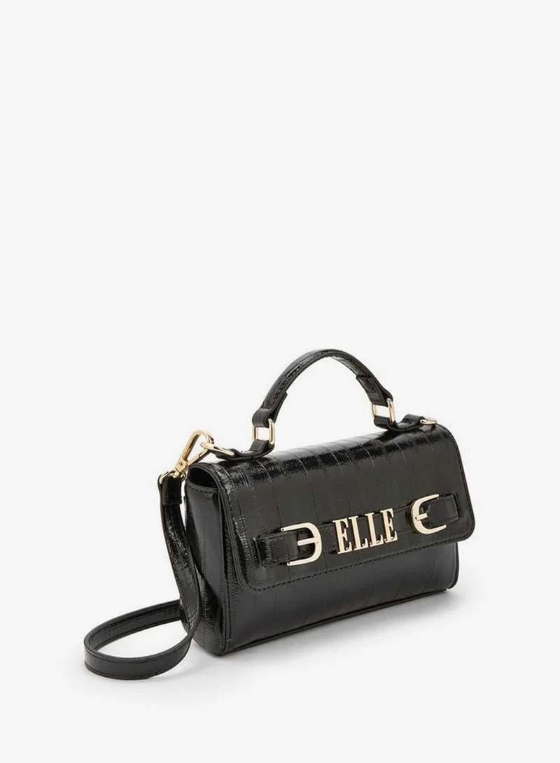 Elle BLACK Monogram Satchel Bag With Detachable Strap for Women | Best Price UAE