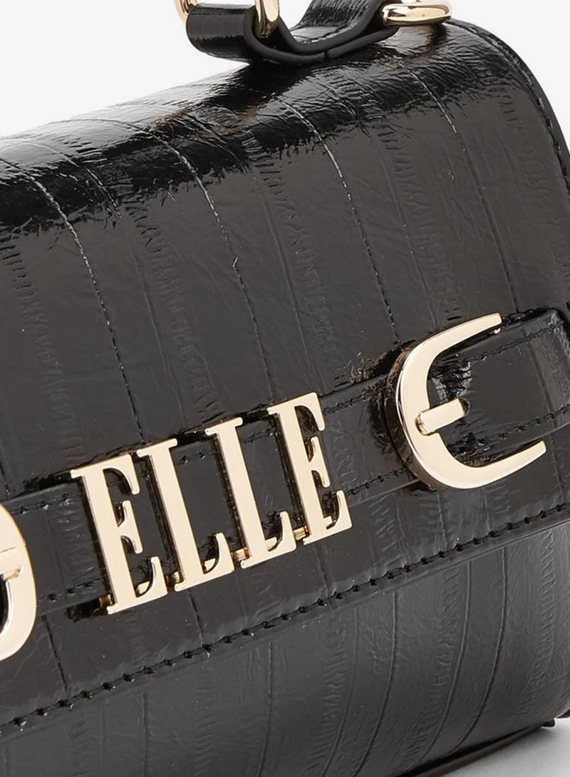Elle BLACK Monogram Satchel Bag With Detachable Strap for Women | Best Price UAE