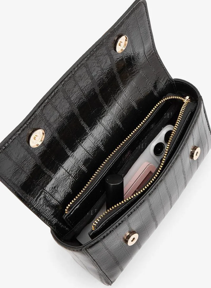 Elle BLACK Monogram Satchel Bag With Detachable Strap for Women | Best Price UAE