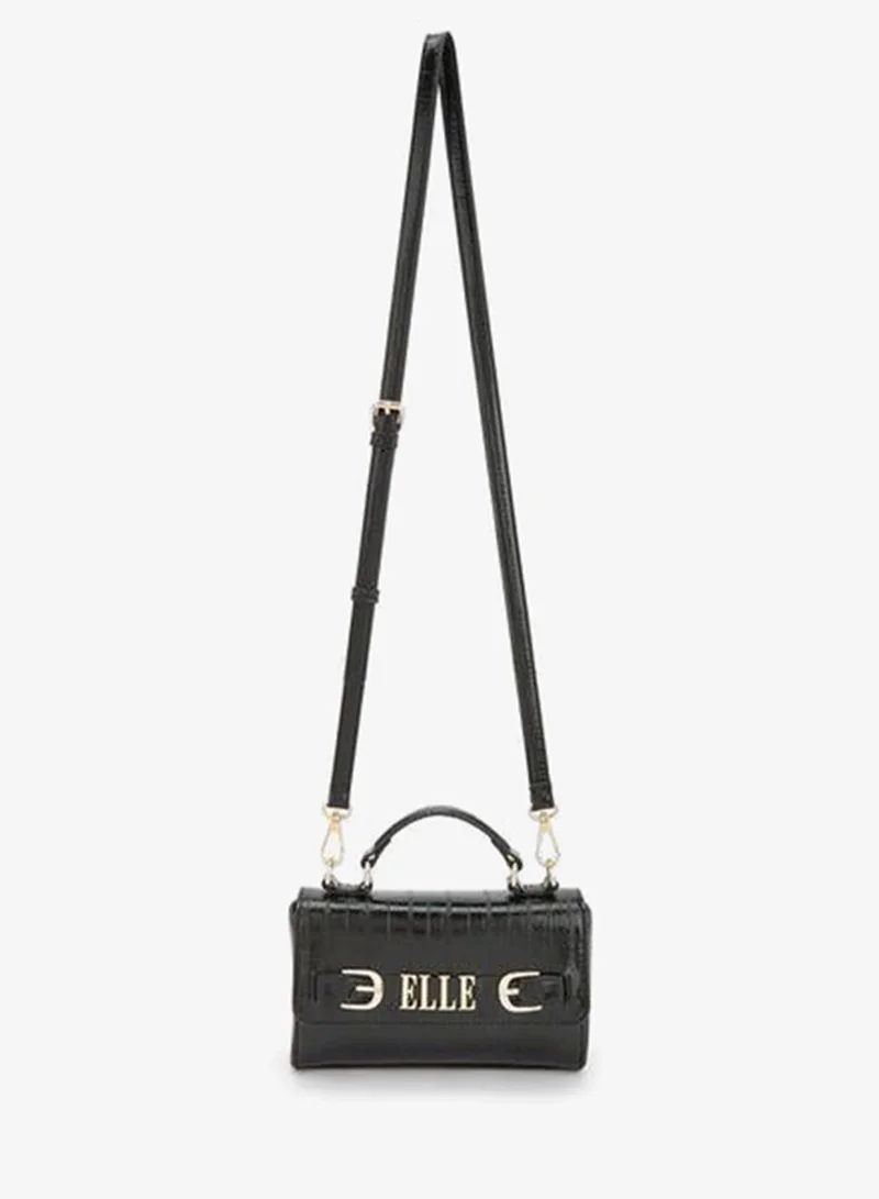 Elle BLACK Monogram Satchel Bag With Detachable Strap for Women | Best Price UAE