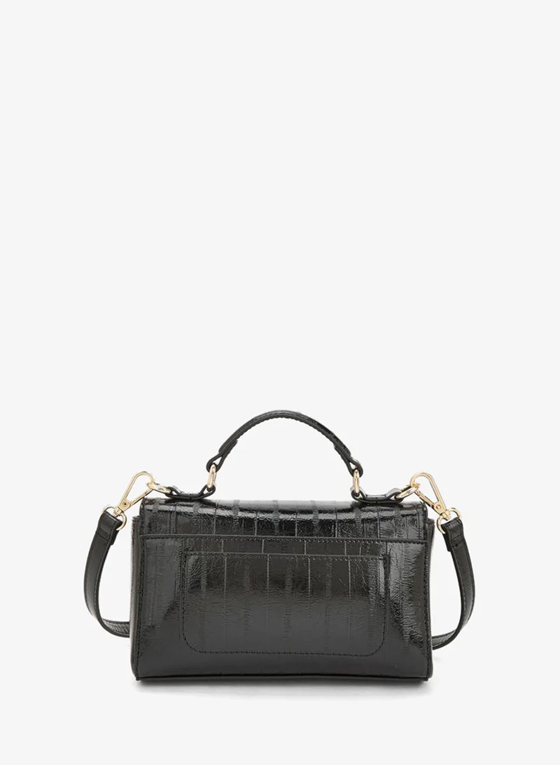 Elle BLACK Monogram Satchel Bag With Detachable Strap for Women | Best Price UAE