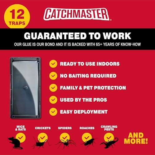 Catchmaster Rat, Snake and Mouse Traps 12Pk, Large Bulk Glue Rat Traps for Home, Adhesive Plastic Tray for Inside House, Snake, Mice, & Spider Catcher, Pest Control for House & Garage - Image 3