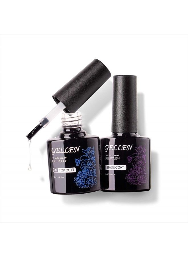 Gellen طلاء قاعدة جيل وطلاء علوي، لأظافر الجيل، طلاء لامع بدون مسح يدوم طويلاً - 0.33 أونصة سائلة *2 - Image 1