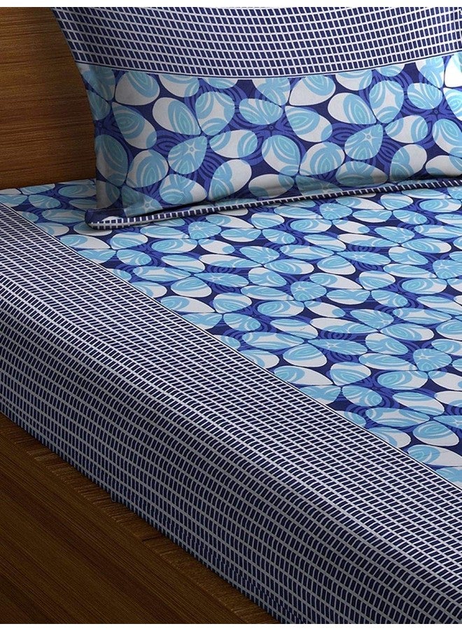 Fashion String 144 TC Microfibre Blue Single Bedsheet with 1 Pillow Cover - Image 2