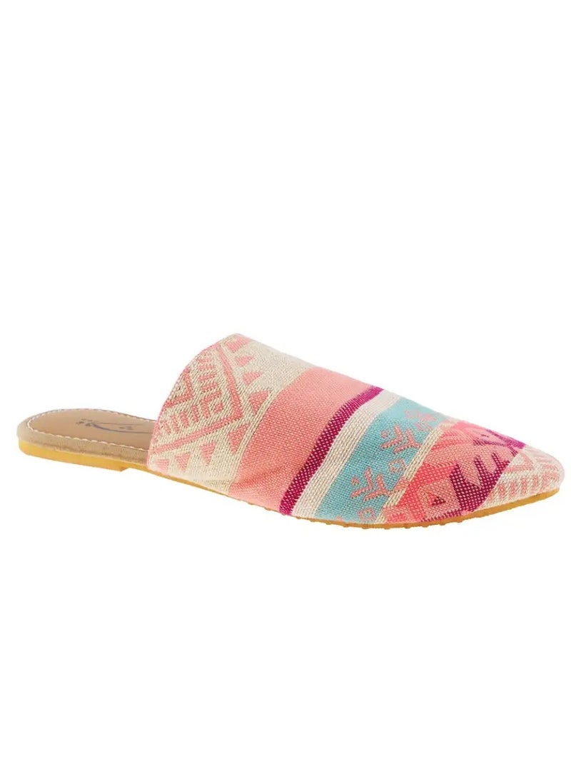 Mishkat Printed Babouche Slippers LF-1100 (Beige & Pink) - Image 2