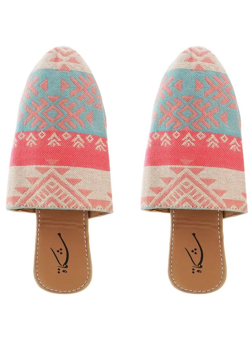 Mishkat Printed Babouche Slippers LF-1100 (Beige & Pink) - Image 4
