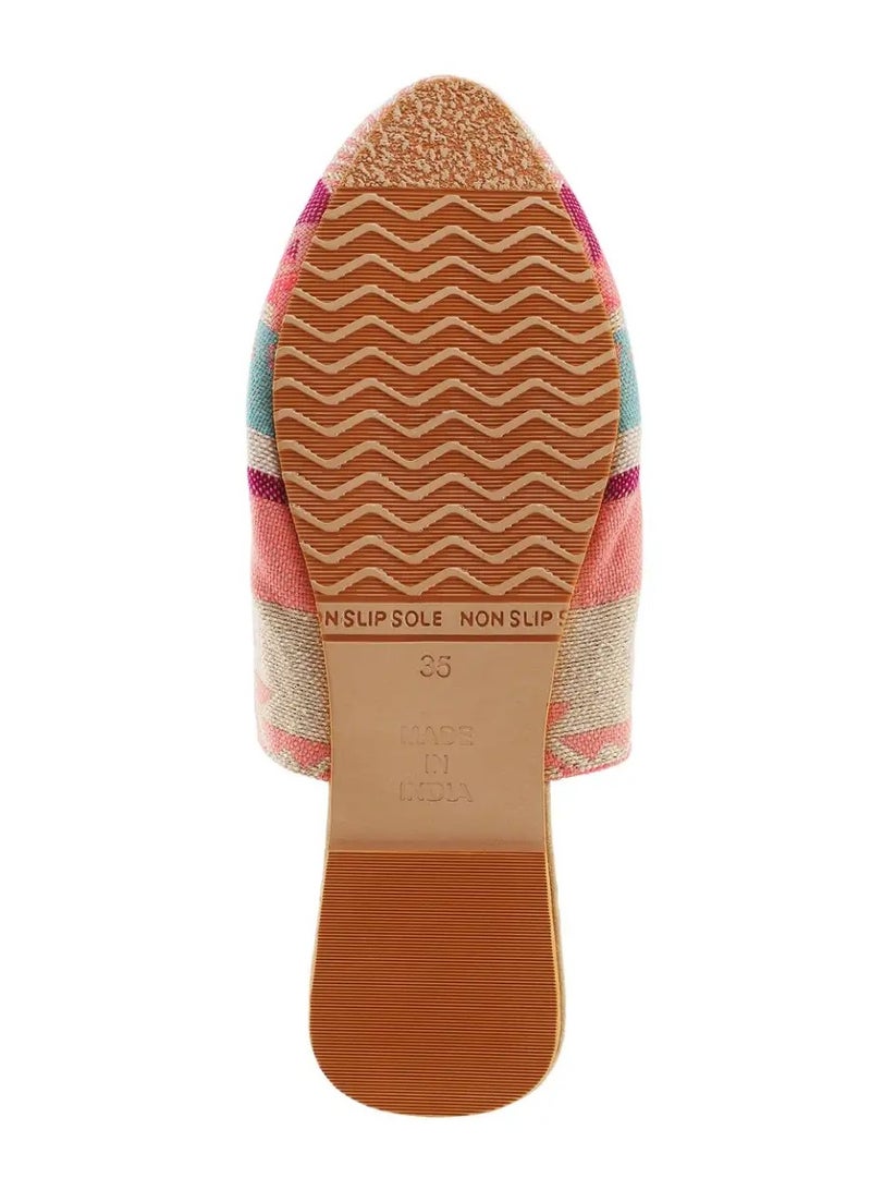 Mishkat Printed Babouche Slippers LF-1100 (Beige & Pink) - Image 5