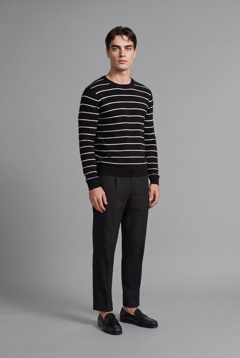 DeFacto Black Man Standard Fit Crew Neck Knitwear Pullover Casual - Image 1