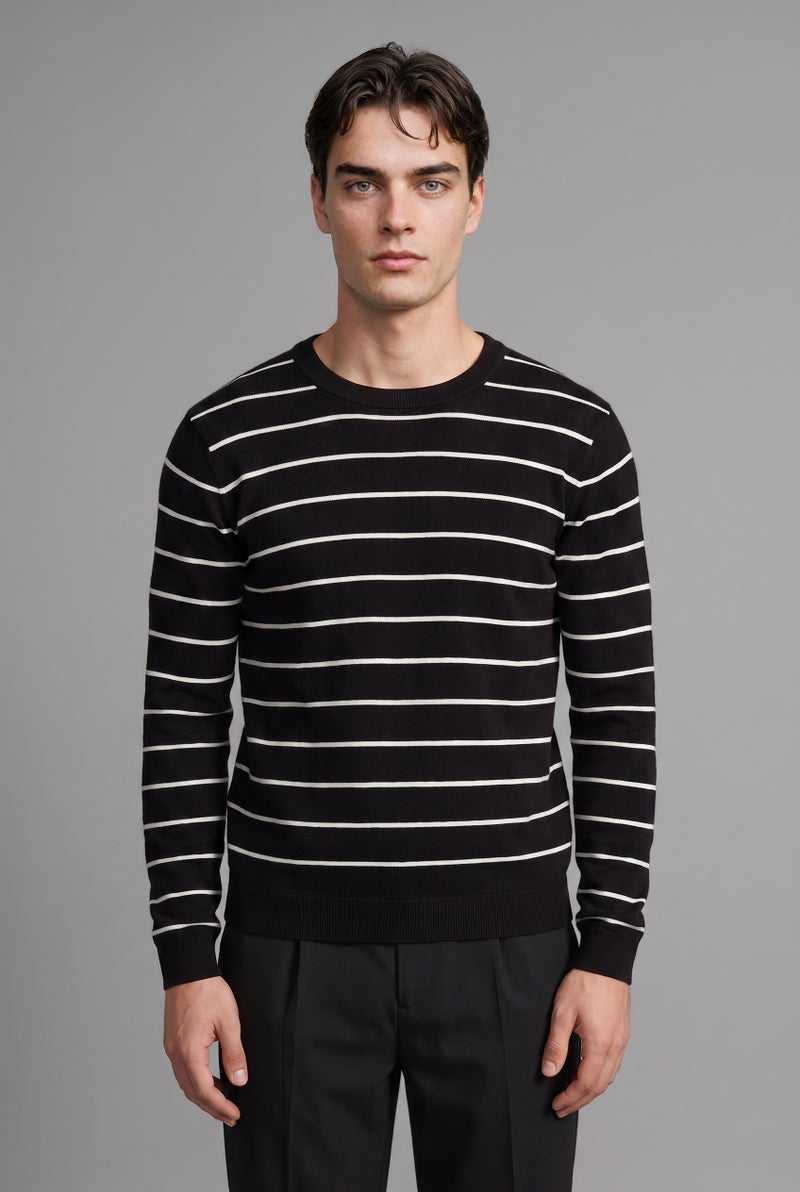 DeFacto Black Man Standard Fit Crew Neck Knitwear Pullover Casual - Image 2