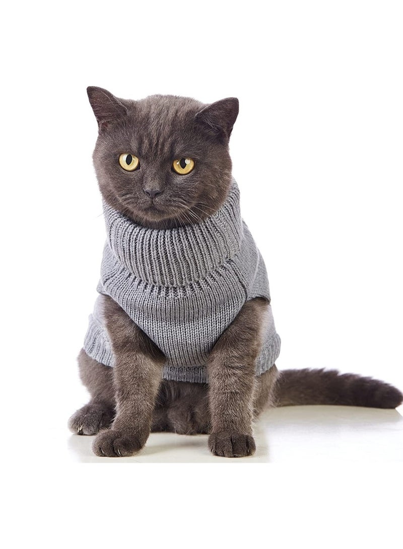 Warm Knitted Cat Sweater, Turtleneck Sleeveless Outfit for Cats & Small Dogs, Perfect Winter Clothes (XS Size) - Image 3