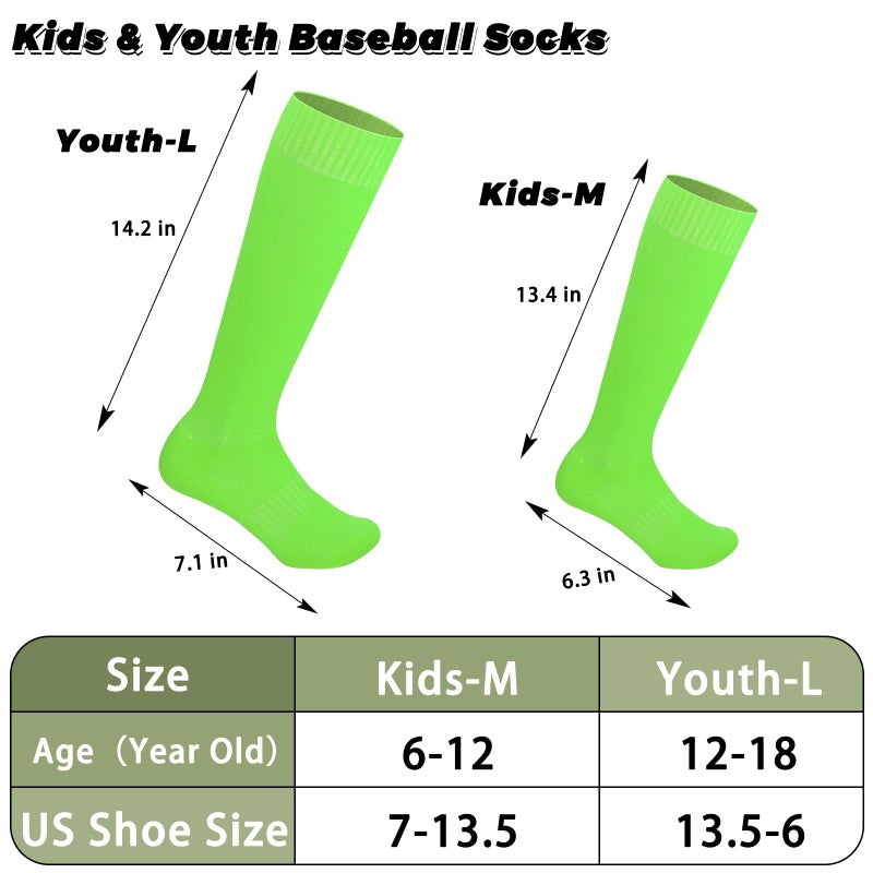 Ultrafun Kids Youth Baseball/Softball Socks and Belt Combo Set for Boys Girls (US, Alpha, Medium, Regular, Neon Green) - Image 4