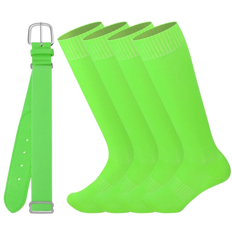 Ultrafun Kids Youth Baseball/Softball Socks and Belt Combo Set for Boys Girls (US, Alpha, Medium, Regular, Neon Green) - Image 1
