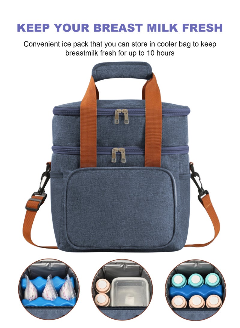 URbazaar Breastmilk Cooler Bag with Ice Pack Fits 6 Baby Bottles Up to 9 Ounce, Insulated Baby Bottle Tote Bags, Double Layer Waterproof Leak-Proof with Shoulder Strap for Nursing &Working Mom  - Image 3