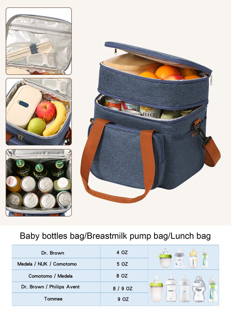 URbazaar Breastmilk Cooler Bag with Ice Pack Fits 6 Baby Bottles Up to 9 Ounce, Insulated Baby Bottle Tote Bags, Double Layer Waterproof Leak-Proof with Shoulder Strap for Nursing &Working Mom  - Image 5