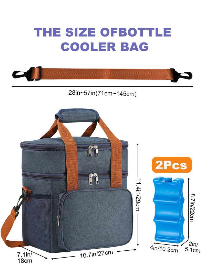 URbazaar Breastmilk Cooler Bag with Ice Pack Fits 6 Baby Bottles Up to 9 Ounce, Insulated Baby Bottle Tote Bags, Double Layer Waterproof Leak-Proof with Shoulder Strap for Nursing &Working Mom  - Image 2