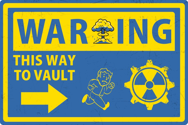 Flinelife Fallout Shelter Sign  8X12  Fallout Warning Sign  Garage Decor  Man Cave Sign  Video Game Room Decor - Image 1