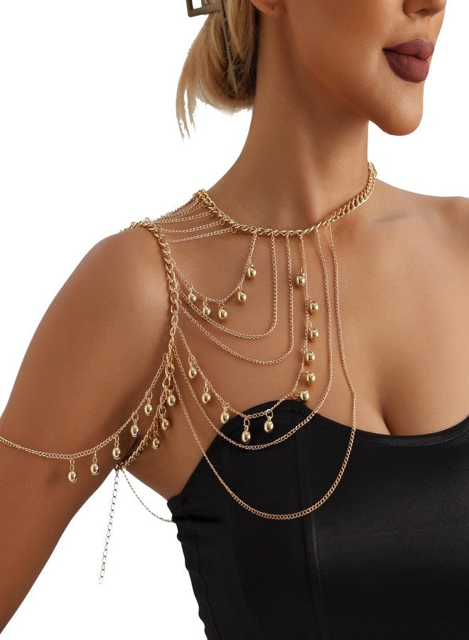 Rotaiboes Gold Multi-layered Tassel Shoulder Chain Necklace for Strapless Dresses - Sexy Wedding Bridal Jewelry - Image 4